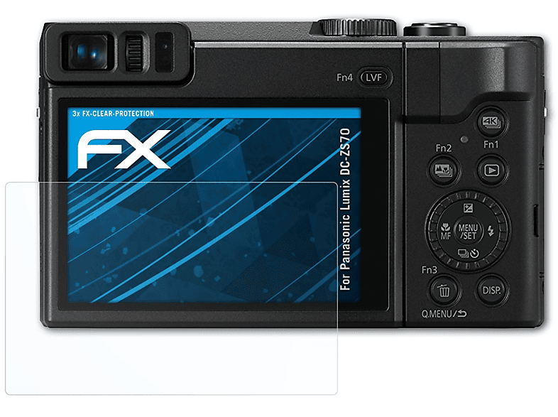 FX-Clear Lumix ATFOLIX DC-ZS70) 3x Displayschutz(für Panasonic