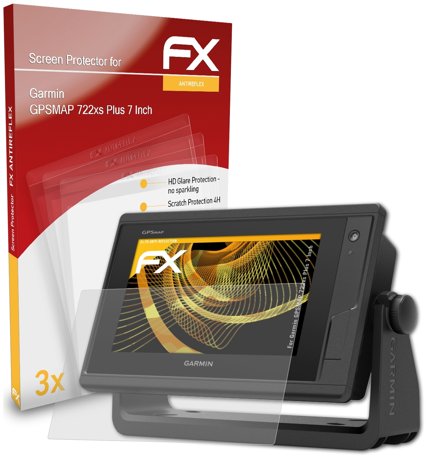 ATFOLIX 3x Garmin Displayschutz(für Inch)) 722xs Plus FX-Antireflex (7 GPSMap