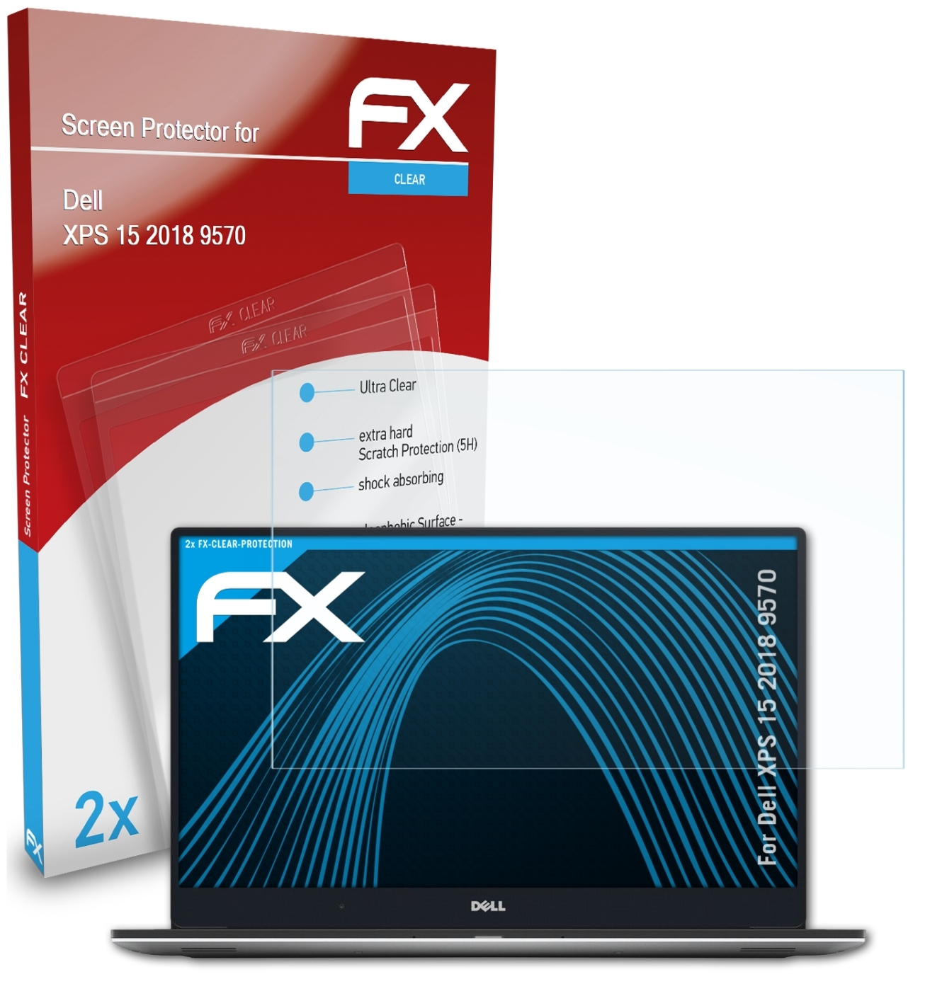 ATFOLIX 2x Displayschutz(für XPS 2018 15 FX-Clear (9570)) Dell