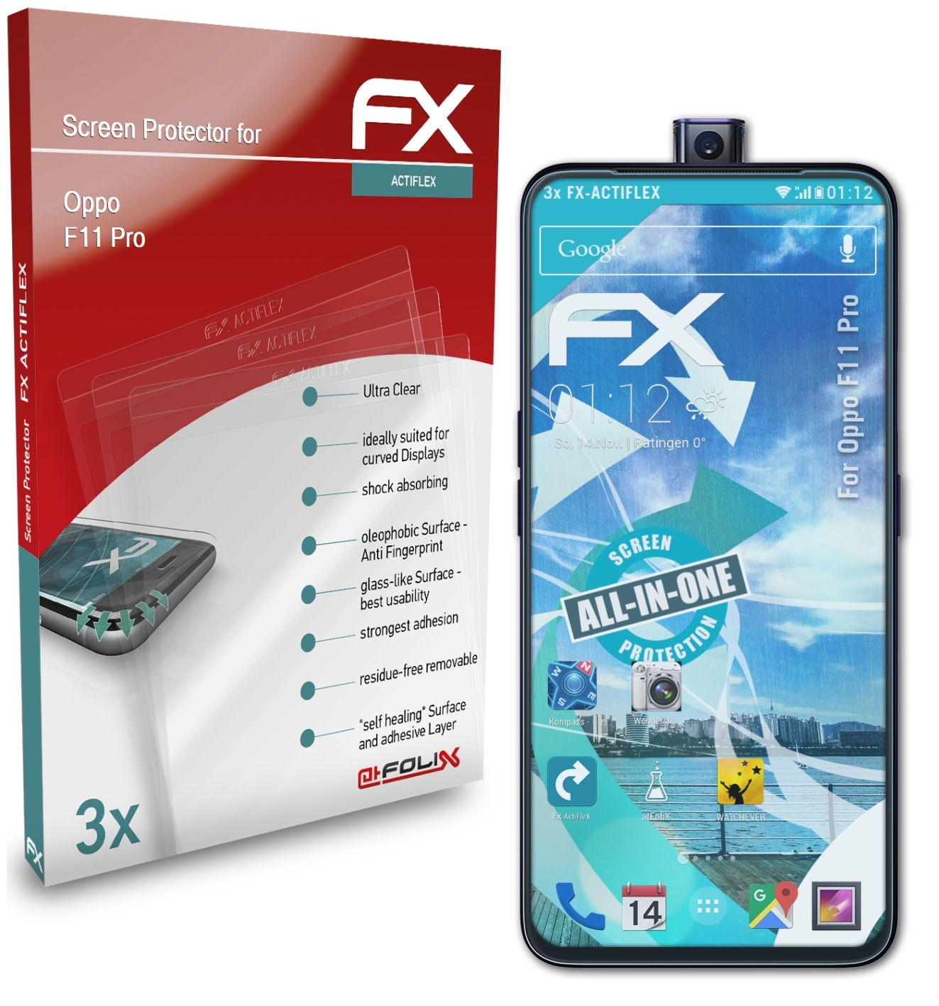 ATFOLIX 3x FX-ActiFleX Displayschutz(für Oppo F11 Pro)
