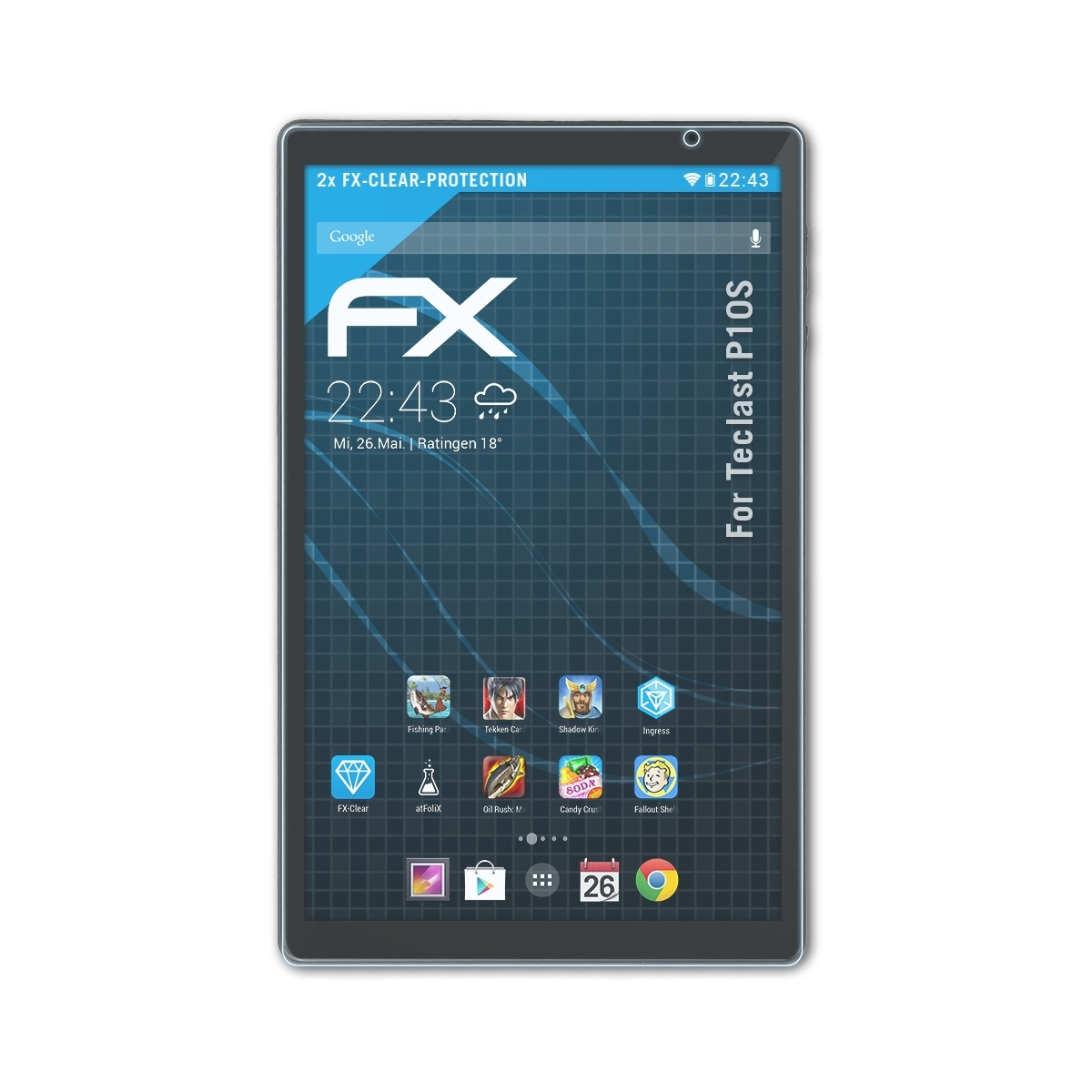 2x Displayschutz(für ATFOLIX P10S) Teclast FX-Clear