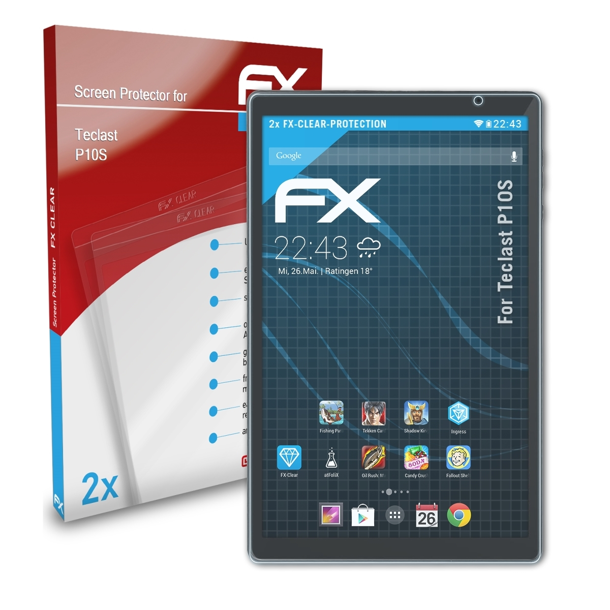 ATFOLIX 2x FX-Clear Displayschutz(für Teclast P10S)