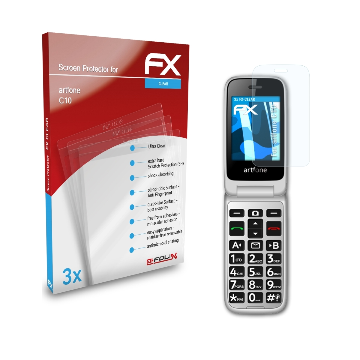 ATFOLIX 3x FX-Clear Displayschutz(für artfone C10)