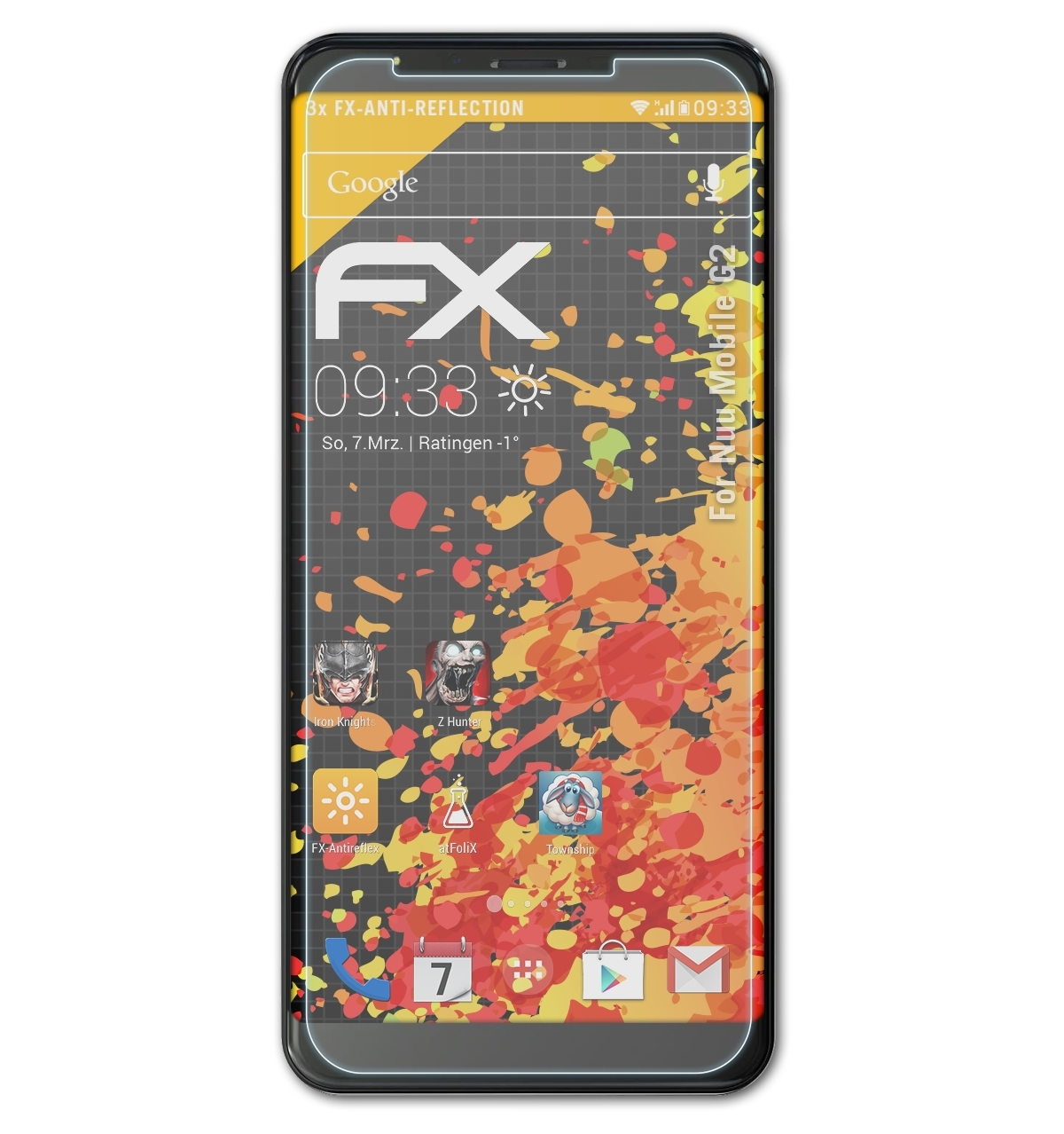 ATFOLIX 3x FX-Antireflex Displayschutz(für Nuu G2) Mobile