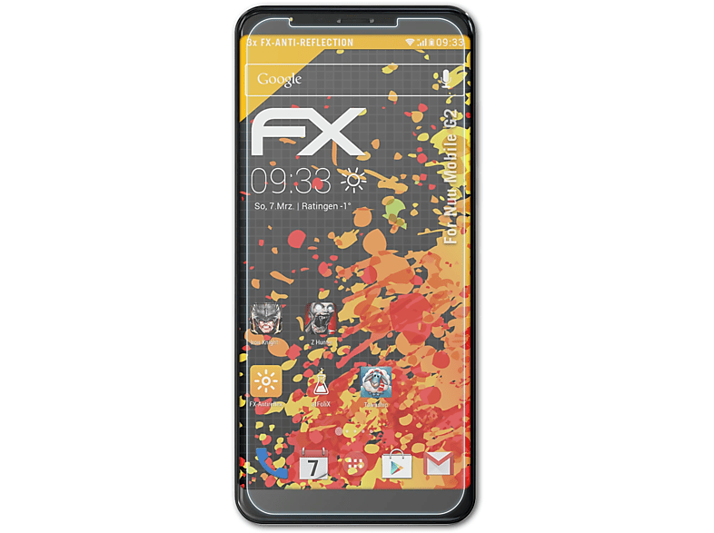 ATFOLIX 3x FX-Antireflex Displayschutz(für Nuu G2) Mobile