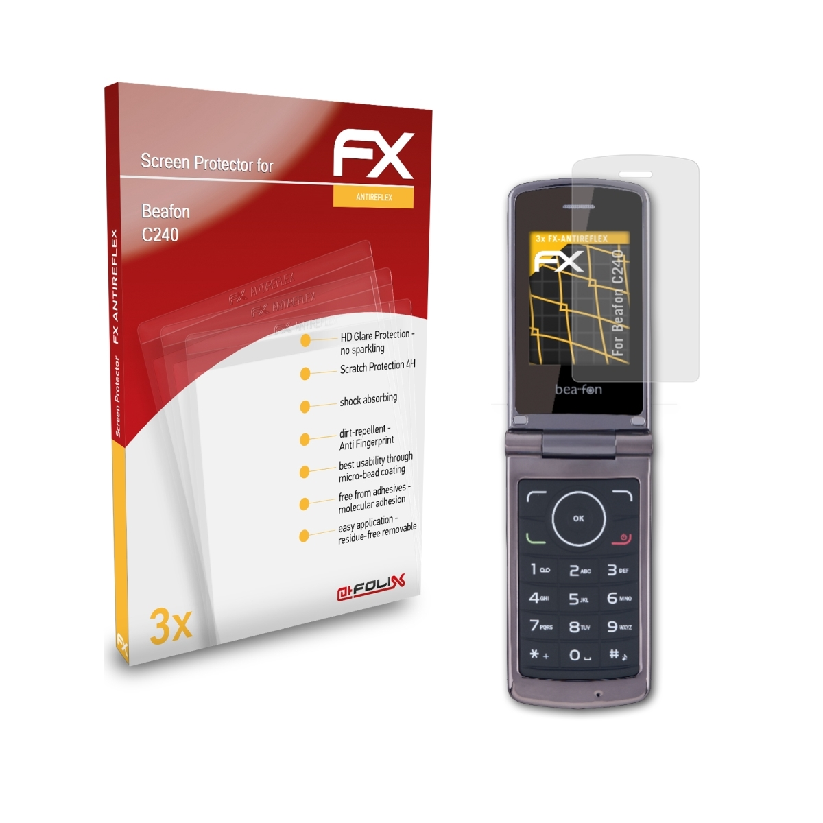 C240) FX-Antireflex Displayschutz(für ATFOLIX Beafon 3x