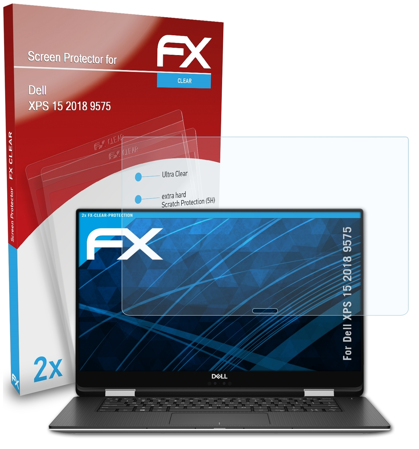 ATFOLIX 2x FX-Clear Displayschutz(für Dell 15 2018 (9575)) XPS