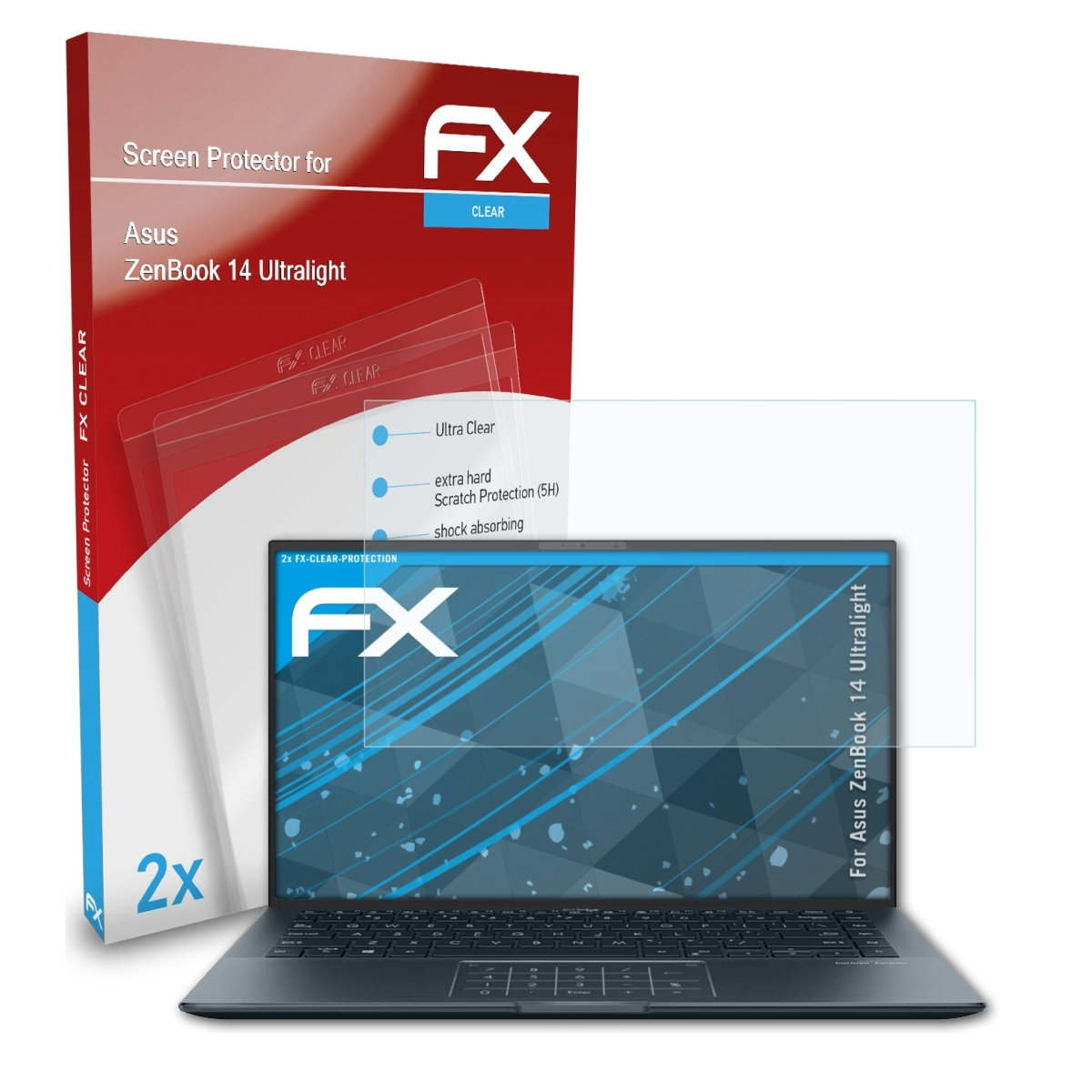 Asus ZenBook 14 Ultralight) FX-Clear ATFOLIX 2x Displayschutz(für