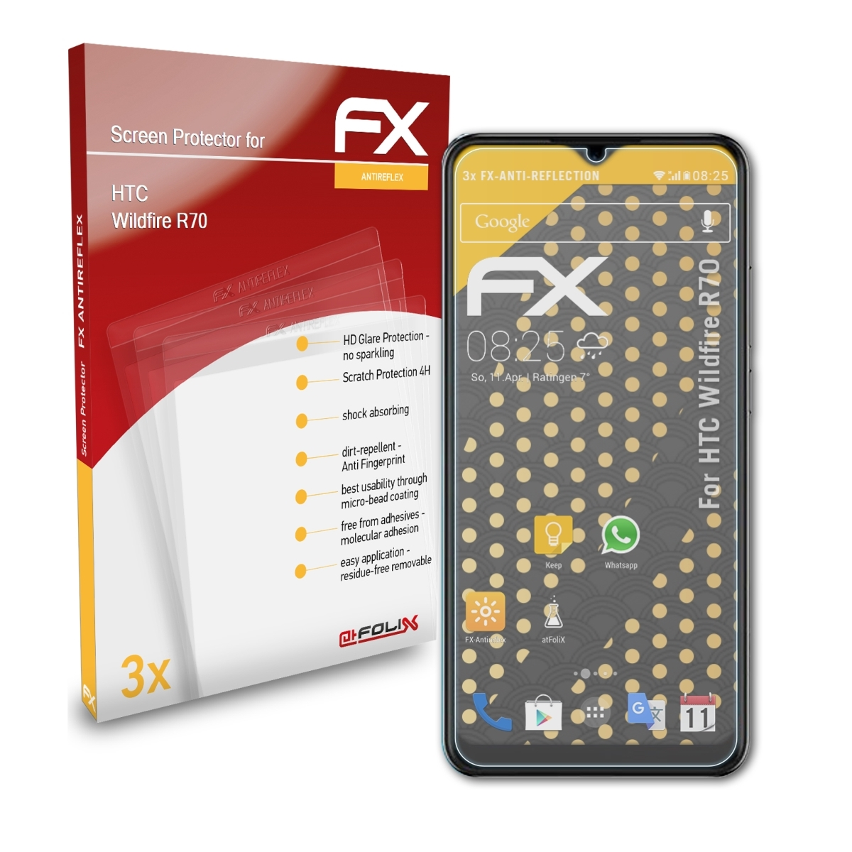 HTC Wildfire ATFOLIX Displayschutz(für 3x FX-Antireflex R70)