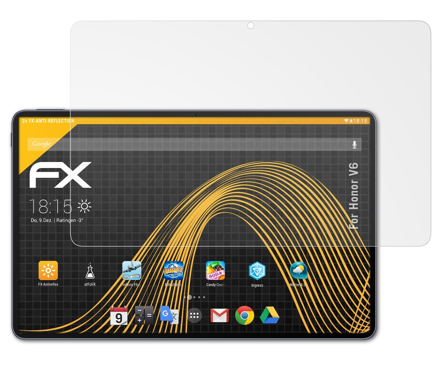 ATFOLIX 2x FX-Antireflex Honor V6) Displayschutz(für
