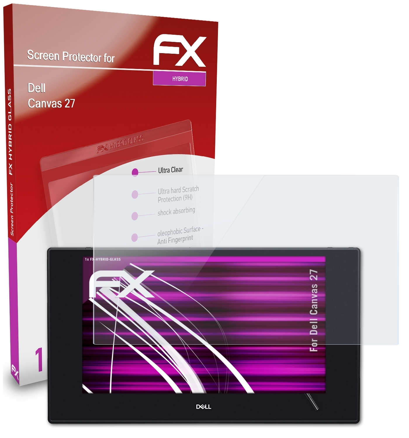 ATFOLIX FX-Hybrid-Glass Schutzglas(für Dell 27) Canvas