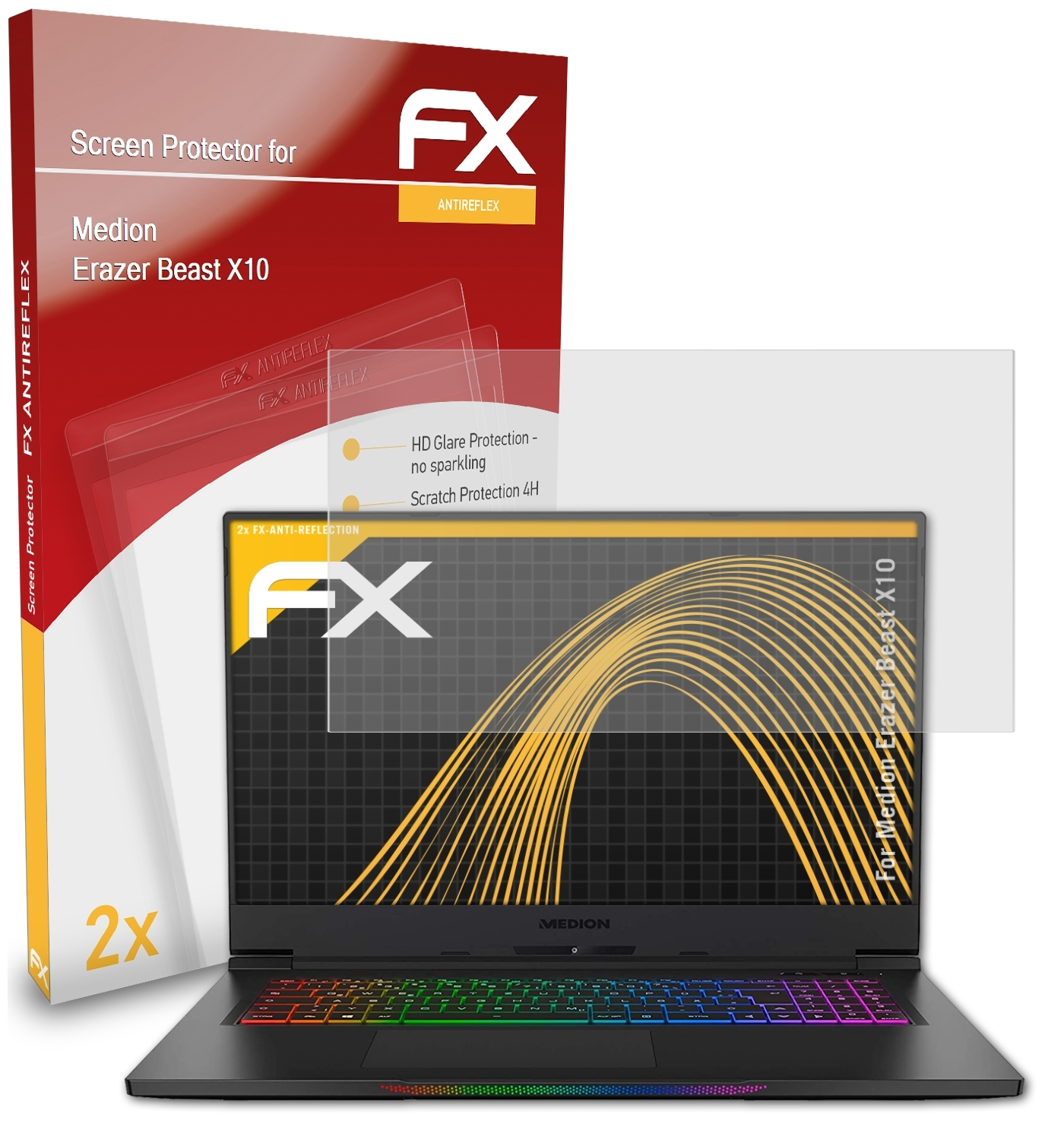 ATFOLIX 2x FX-Antireflex Beast X10) Erazer Medion Displayschutz(für