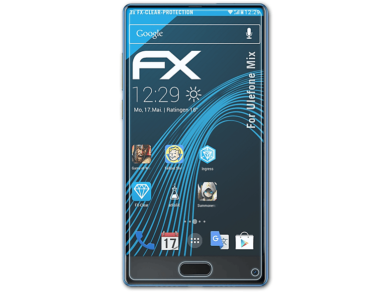 ATFOLIX 3x FX-Clear Displayschutz(für Ulefone Mix)