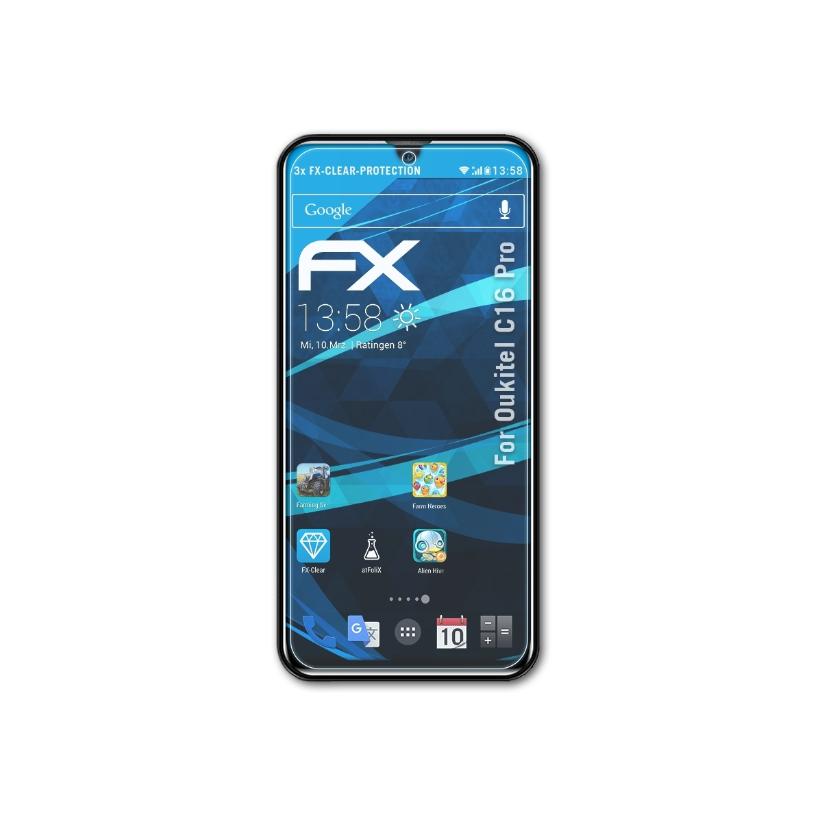 ATFOLIX 3x FX-Clear Displayschutz(für Oukitel C16 Pro)