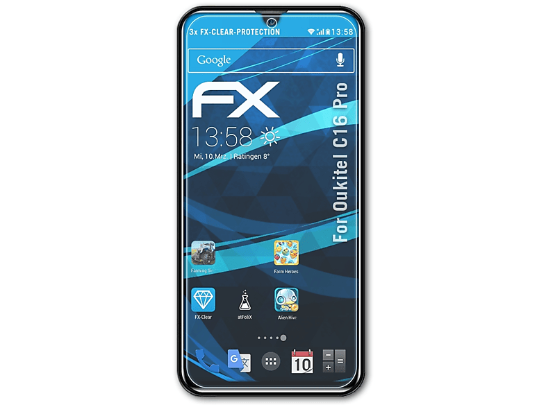 ATFOLIX 3x FX-Clear Displayschutz(für Oukitel Pro) C16