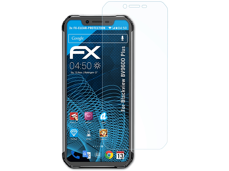 ATFOLIX 3x FX-Clear Displayschutz(für Blackview Plus) BV9600