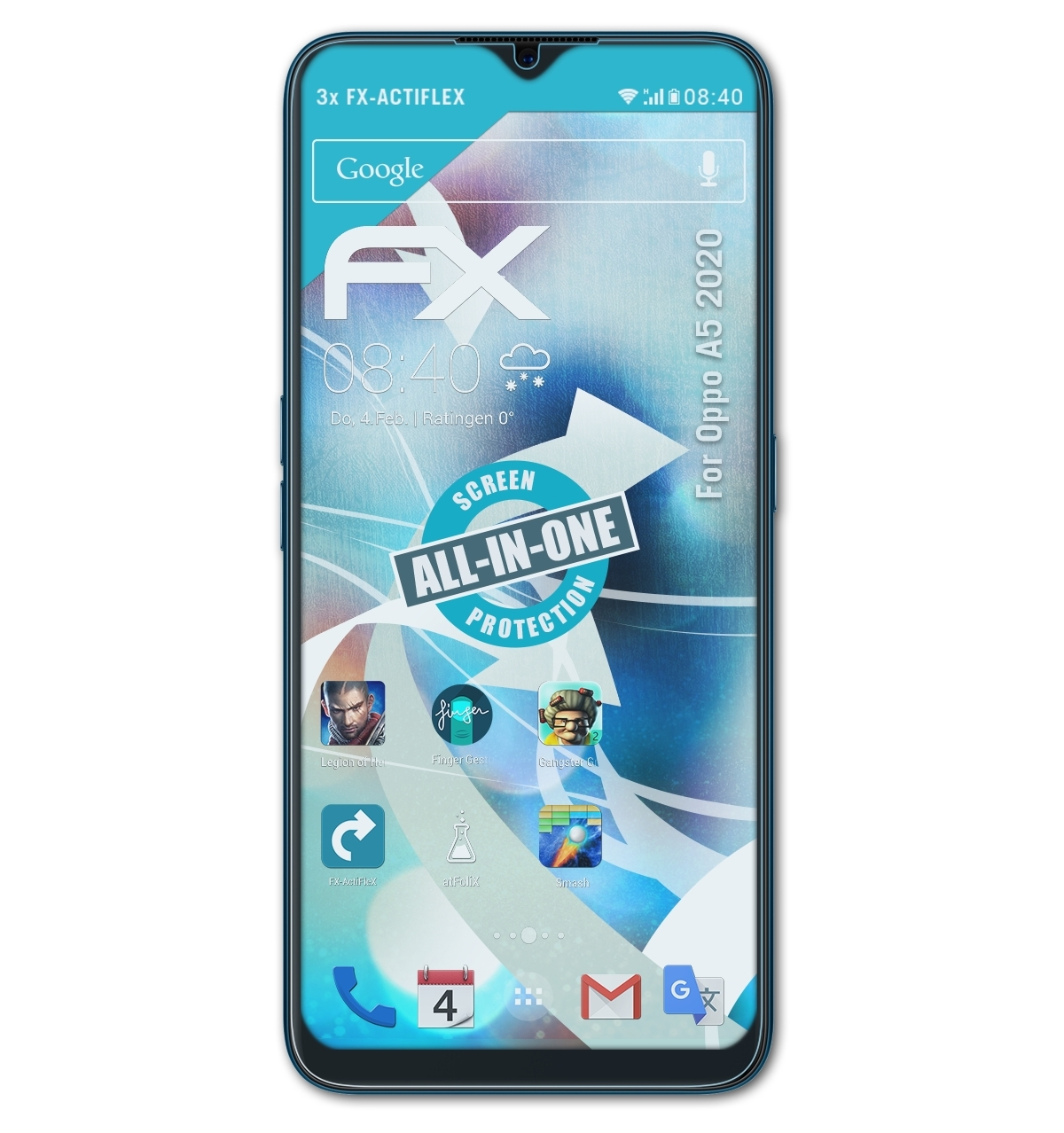 ATFOLIX 3x FX-ActiFleX A5 Displayschutz(für Oppo 2020)