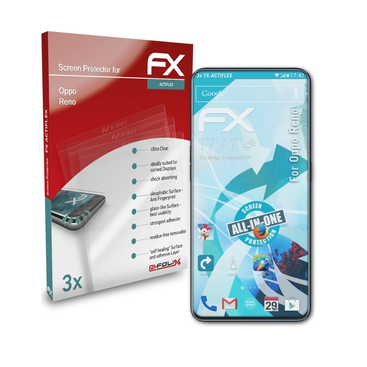 FX-ActiFleX Reno) ATFOLIX 3x Oppo Displayschutz(für