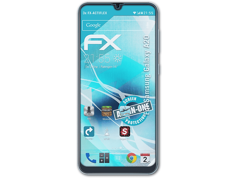 ATFOLIX 3x FX-ActiFleX A20) Galaxy Samsung Displayschutz(für