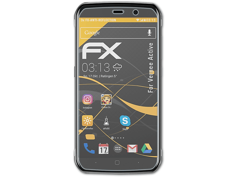 ATFOLIX 3x FX-Antireflex Displayschutz(für Active) Vernee