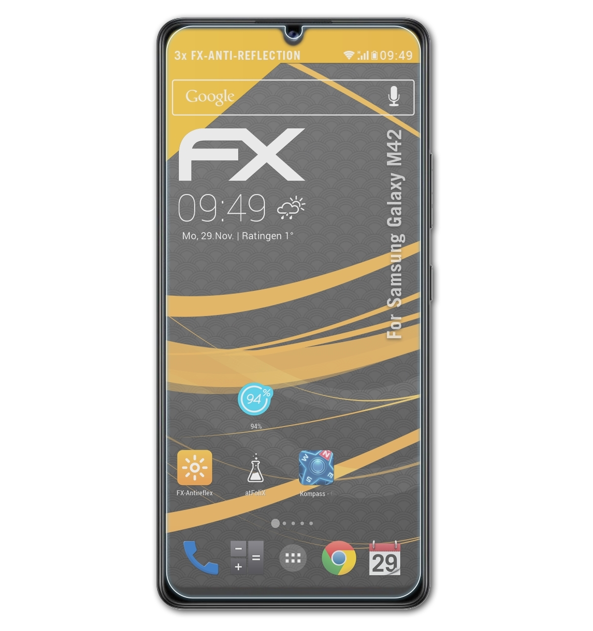 ATFOLIX 3x FX-Antireflex Displayschutz(für Galaxy M42) Samsung