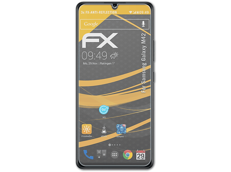 ATFOLIX 3x FX-Antireflex Displayschutz(für Samsung Galaxy M42)