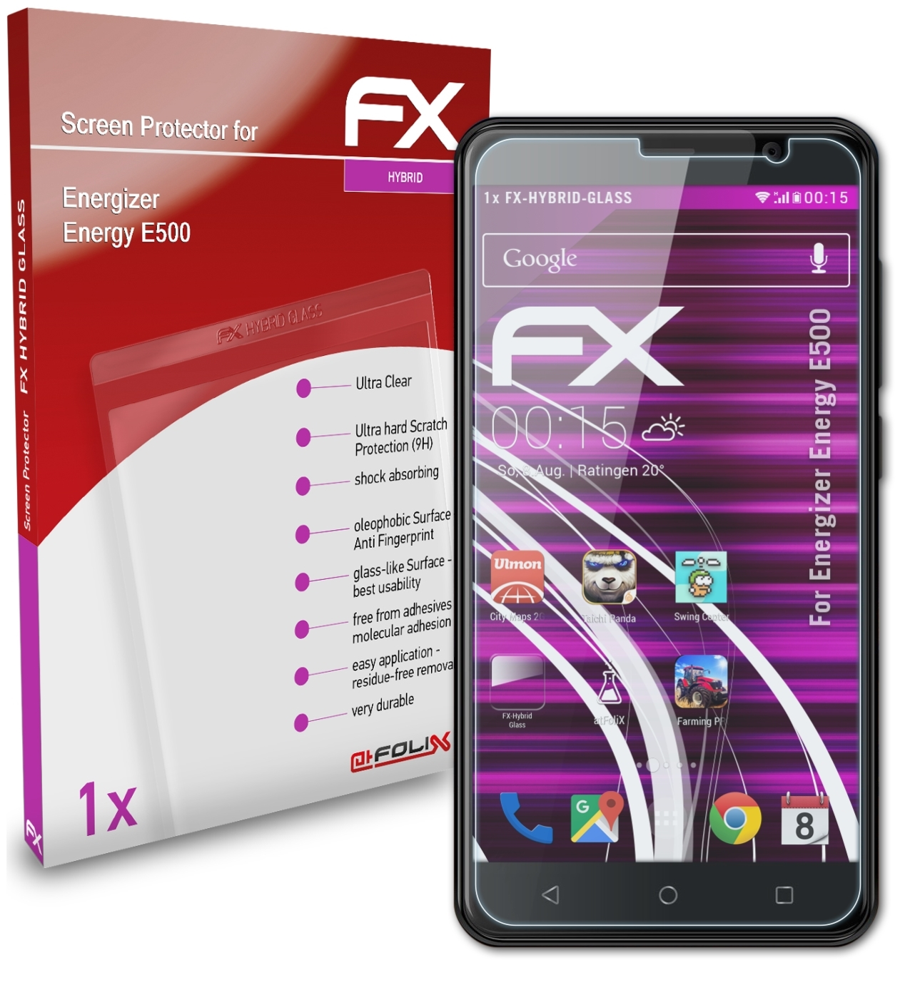 ATFOLIX FX-Hybrid-Glass Schutzglas(für Energizer Energy E500)