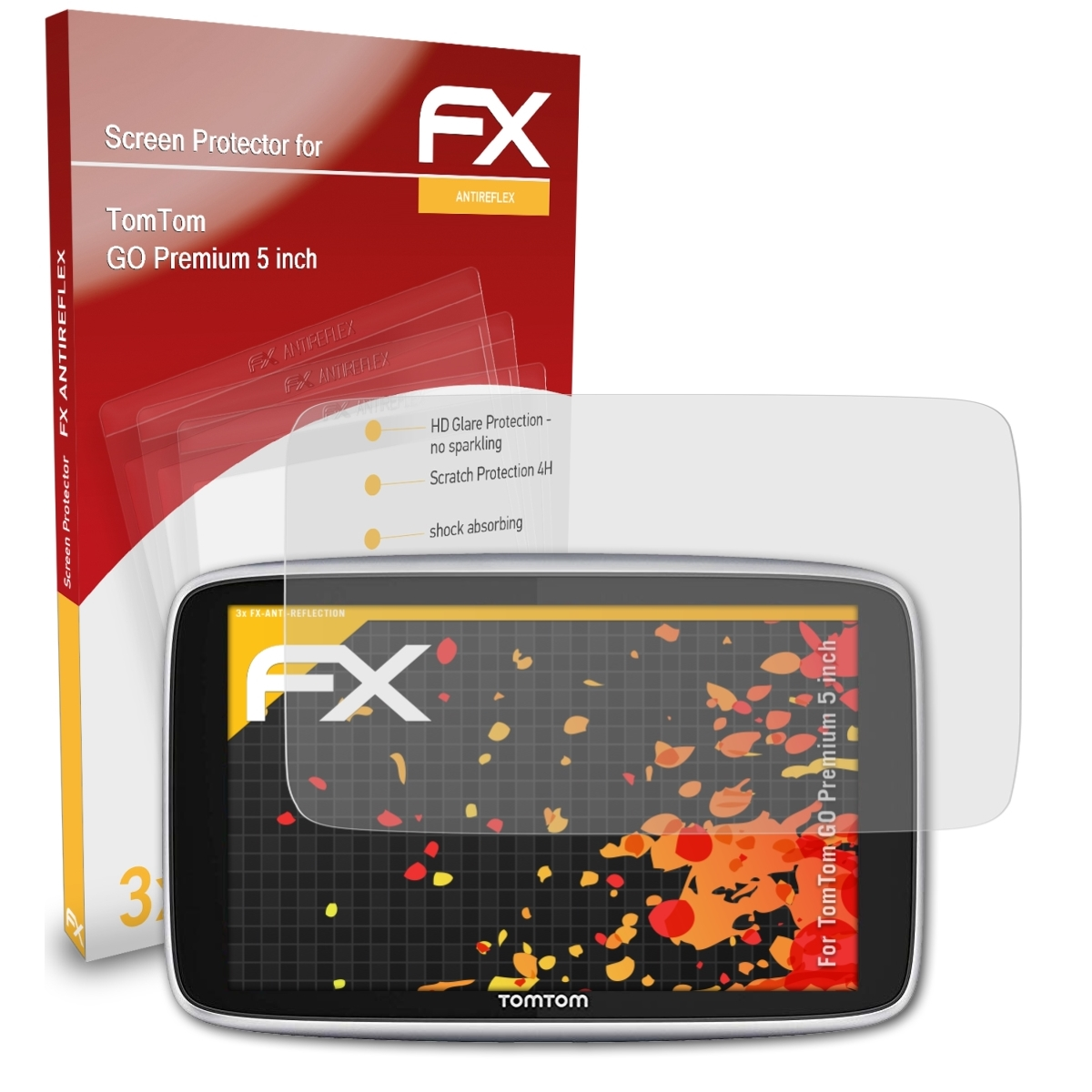 ATFOLIX 3x FX-Antireflex Displayschutz(für TomTom GO (5 inch)) Premium