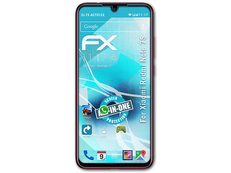 ATFOLIX 3x FX-ActiFleX Displayschutz(für Xiaomi Redmi Note 7S)