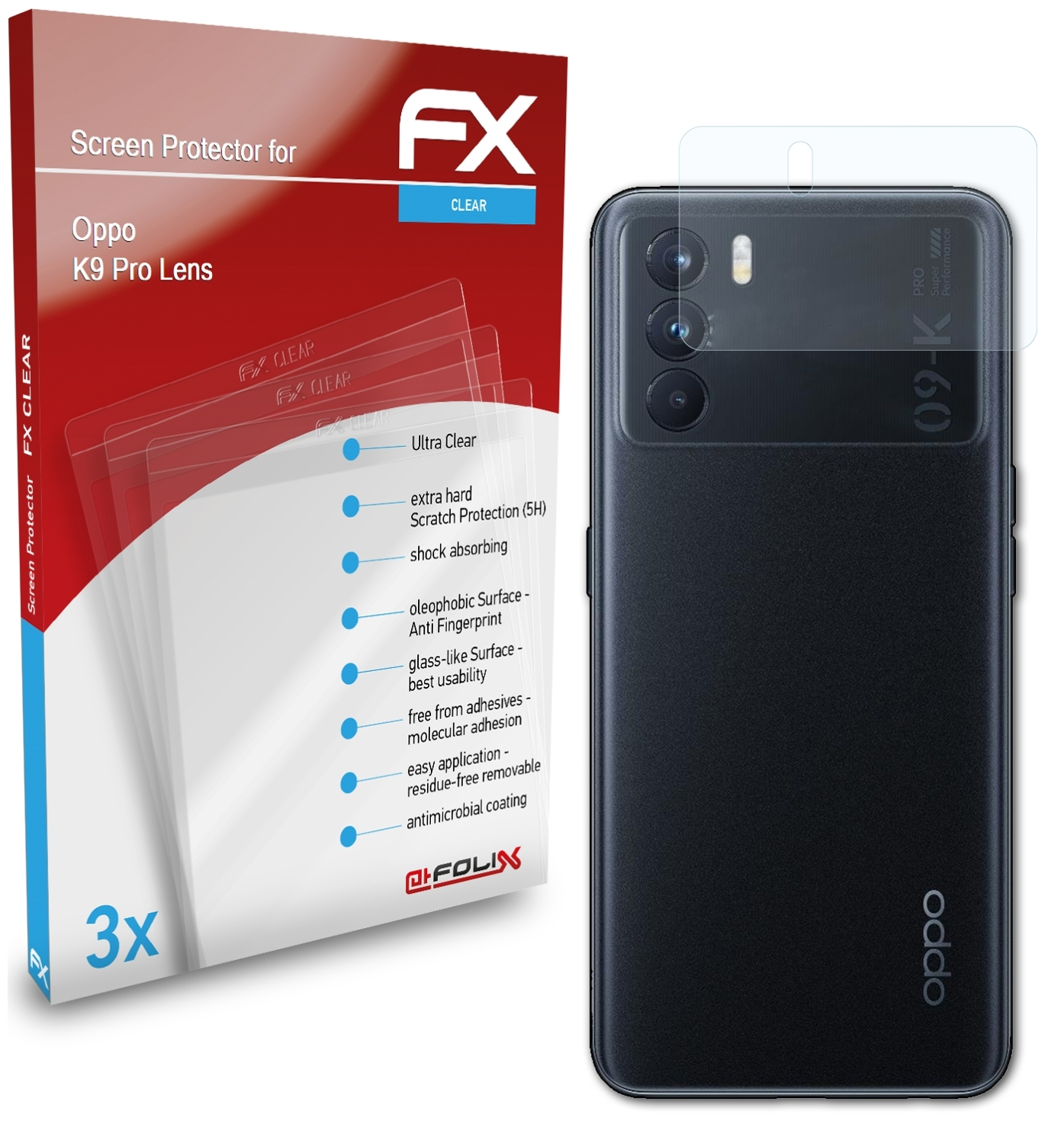 Oppo Lens) 3x K9 Pro ATFOLIX FX-Clear Displayschutz(für