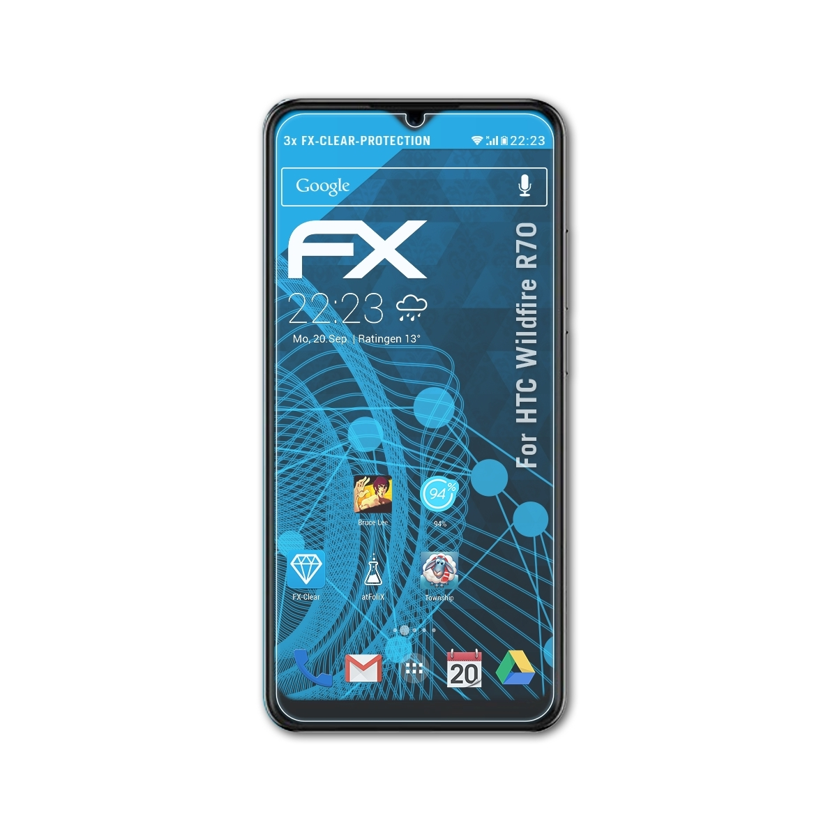 ATFOLIX 3x Wildfire R70) HTC FX-Clear Displayschutz(für