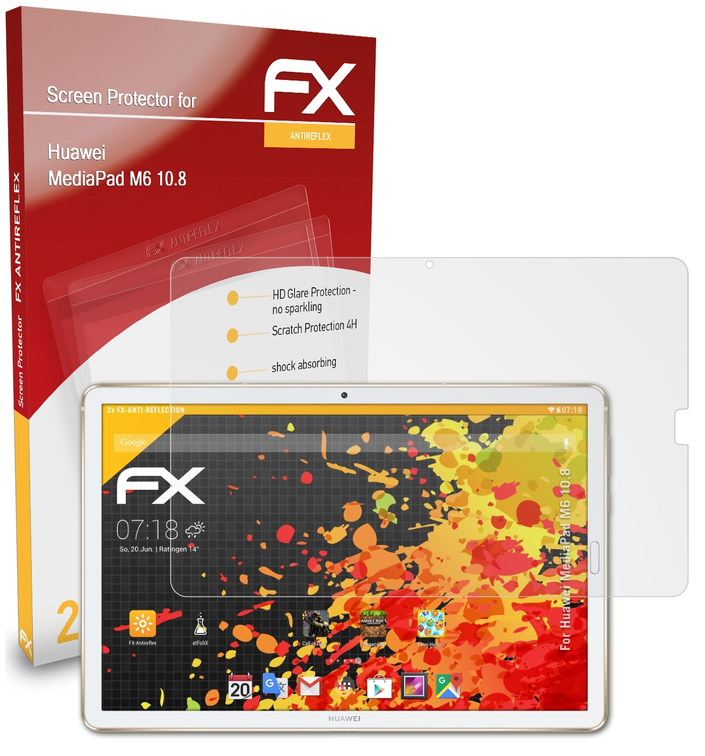 MediaPad Displayschutz(für M6 Huawei 2x ATFOLIX FX-Antireflex 10.8)