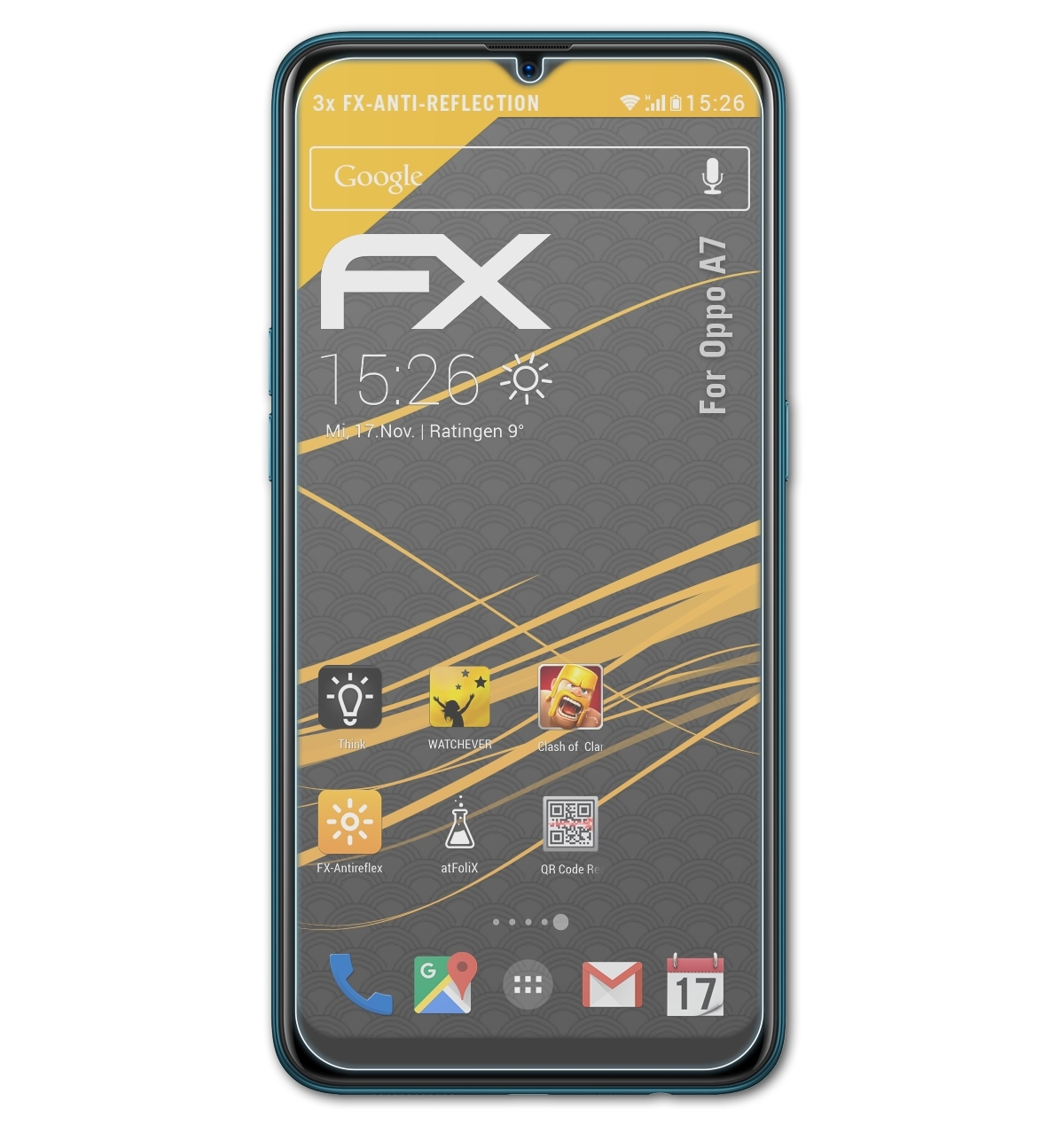 ATFOLIX 3x FX-Antireflex A7) Displayschutz(für Oppo