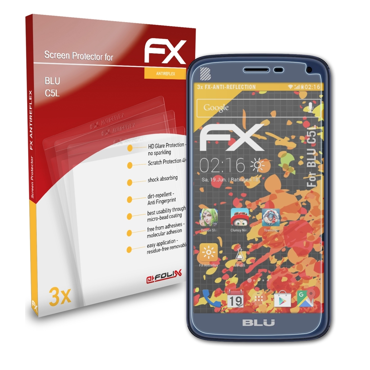 ATFOLIX 3x FX-Antireflex C5L) BLU Displayschutz(für