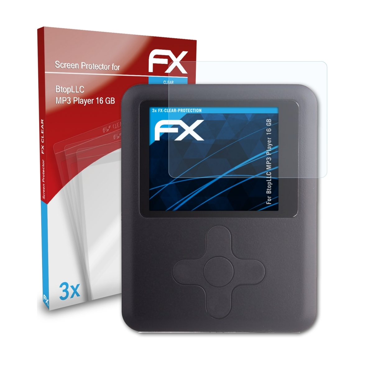 3x BtopLLC GB)) (16 MP3 ATFOLIX FX-Clear Displayschutz(für Player