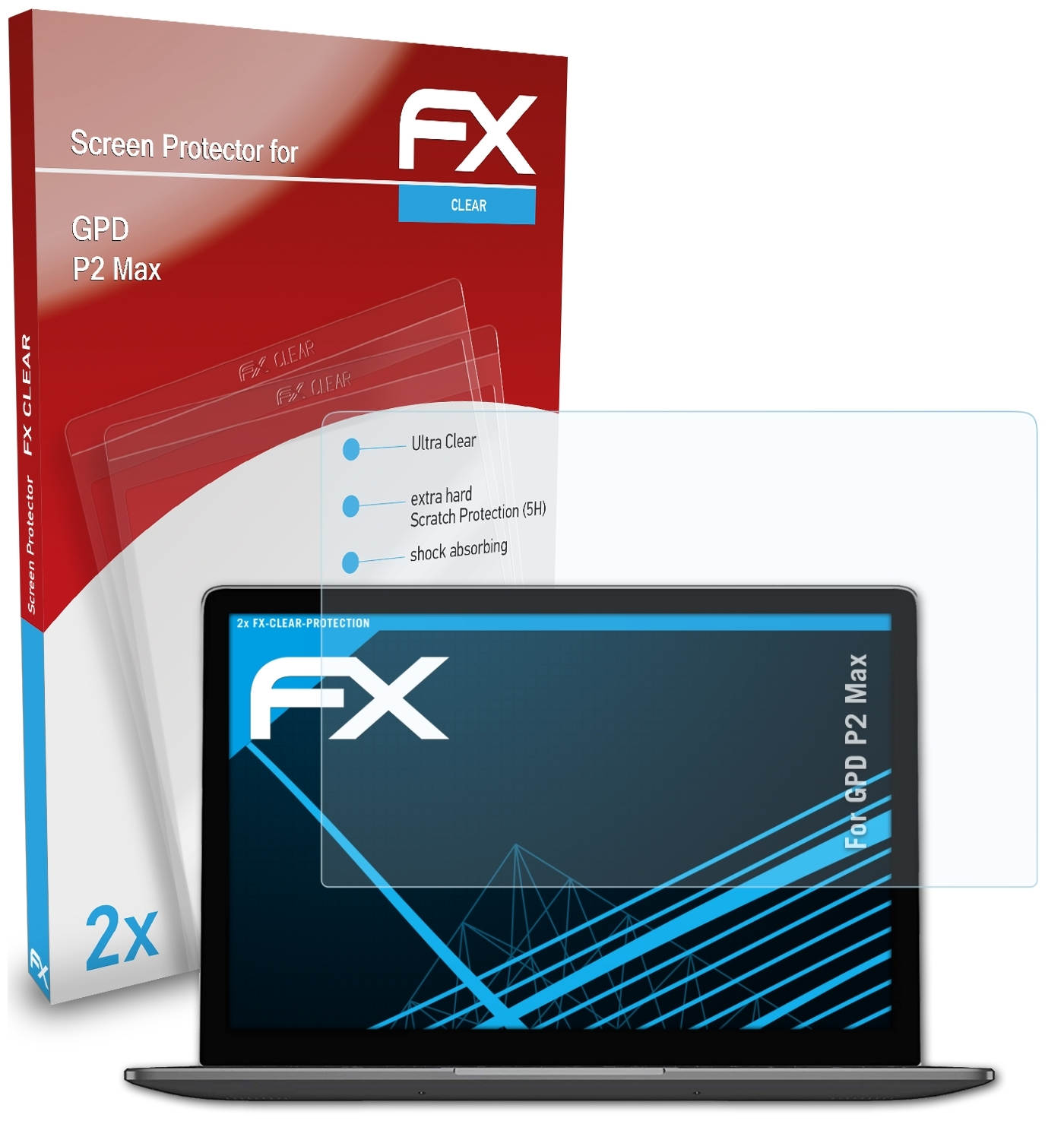 ATFOLIX 2x FX-Clear Displayschutz(für GPD Max) P2
