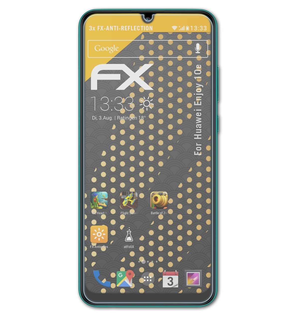 10e) 3x FX-Antireflex Displayschutz(für Huawei ATFOLIX Enjoy