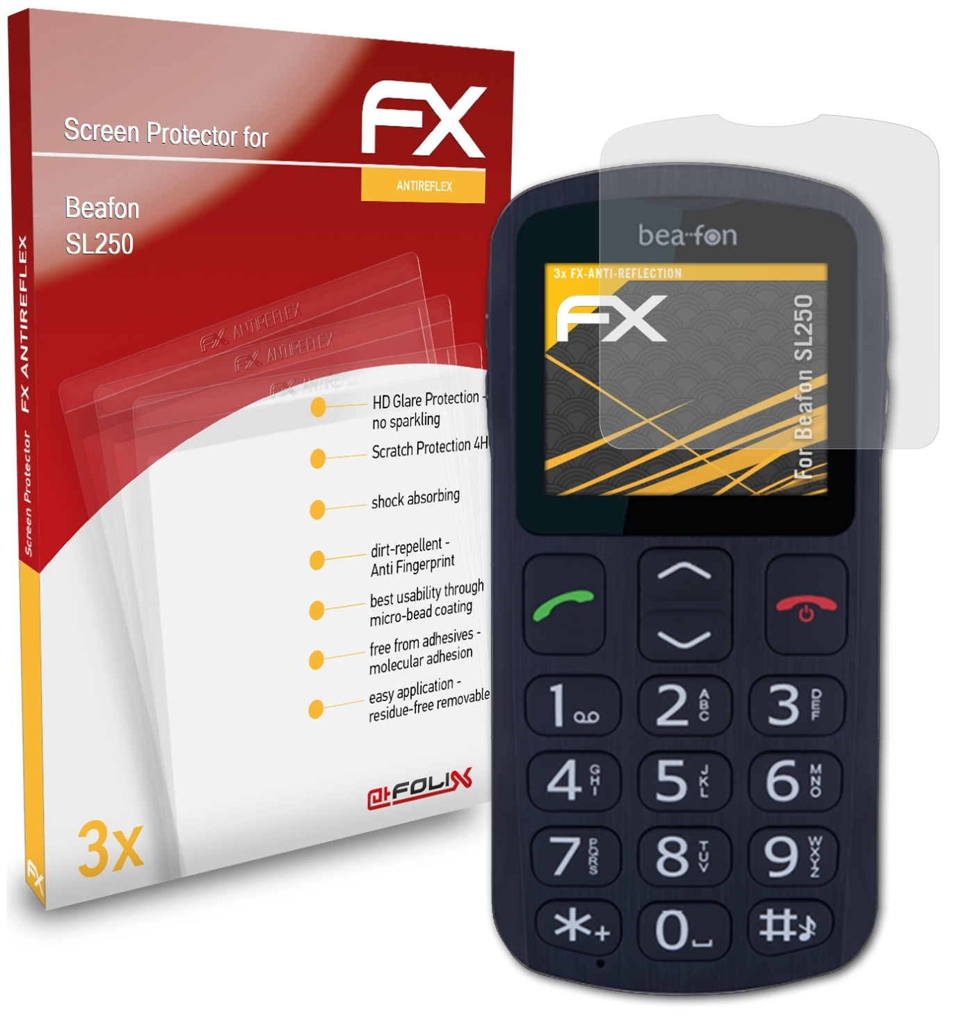 ATFOLIX 3x Displayschutz(für FX-Antireflex SL250) Beafon