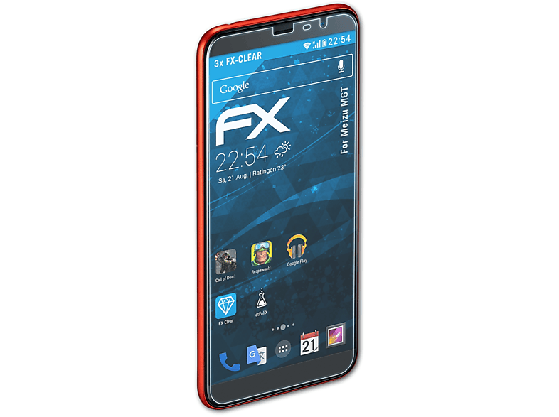 ATFOLIX 3x FX-Clear Displayschutz(für Meizu M6T)