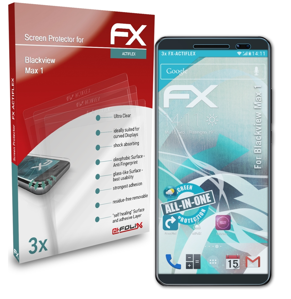 ATFOLIX 3x FX-ActiFleX Displayschutz(für 1) Blackview Max