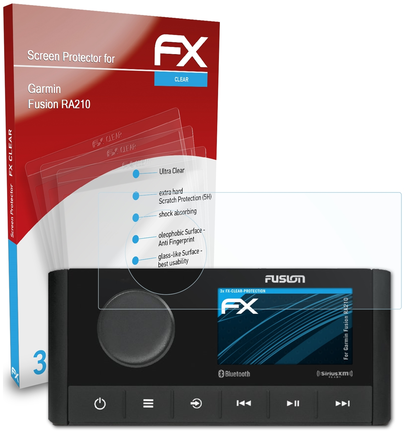 Displayschutz(für Fusion ATFOLIX Garmin FX-Clear 3x MS-RA210)