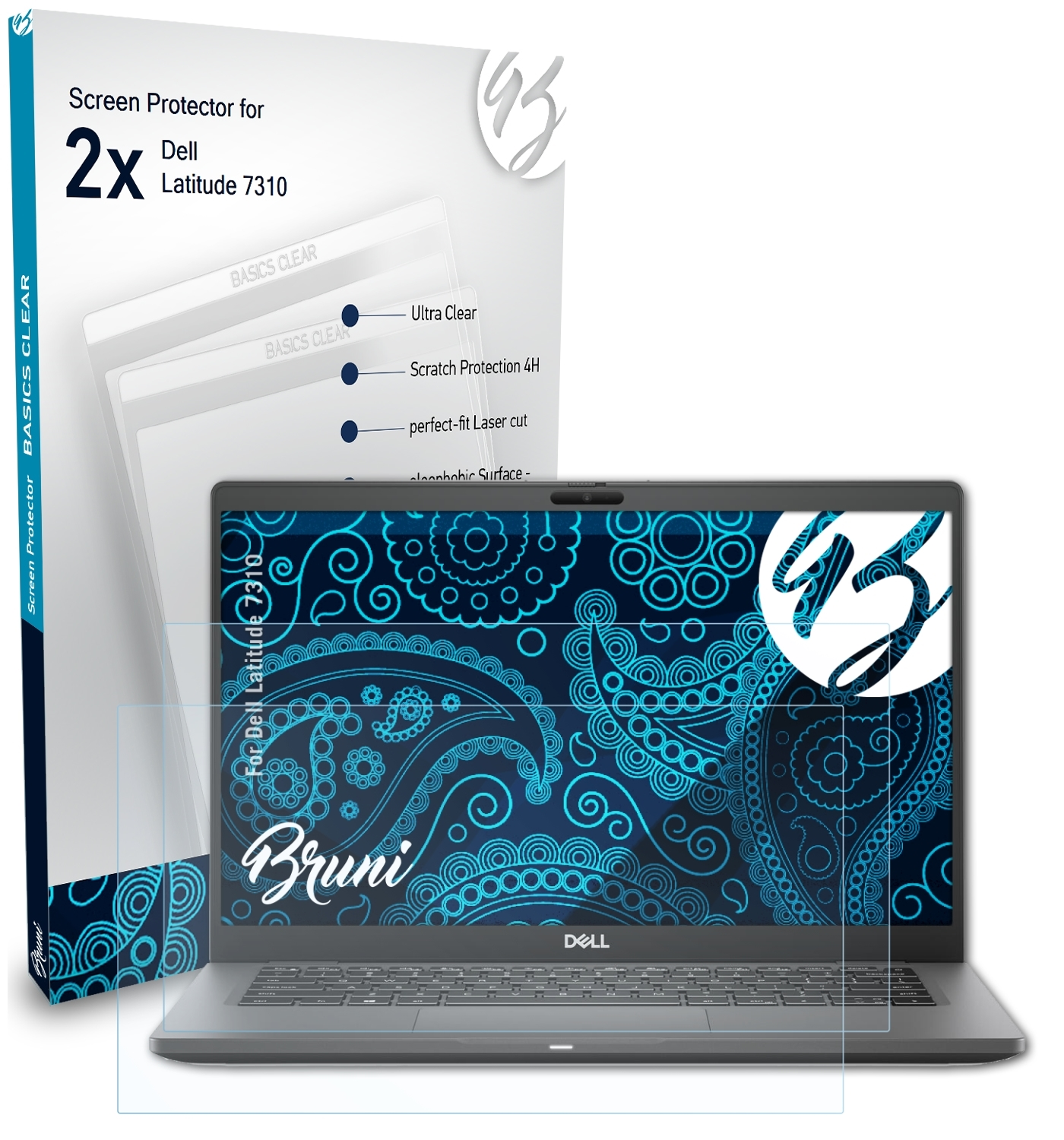 BRUNI 2x Basics-Clear Schutzfolie(für Dell Latitude 7310)