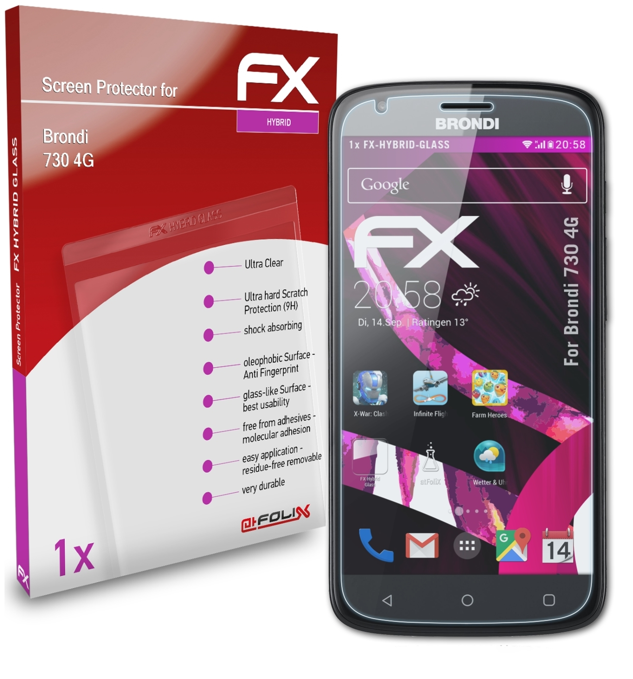 ATFOLIX Brondi Schutzglas(für 4G) FX-Hybrid-Glass 730