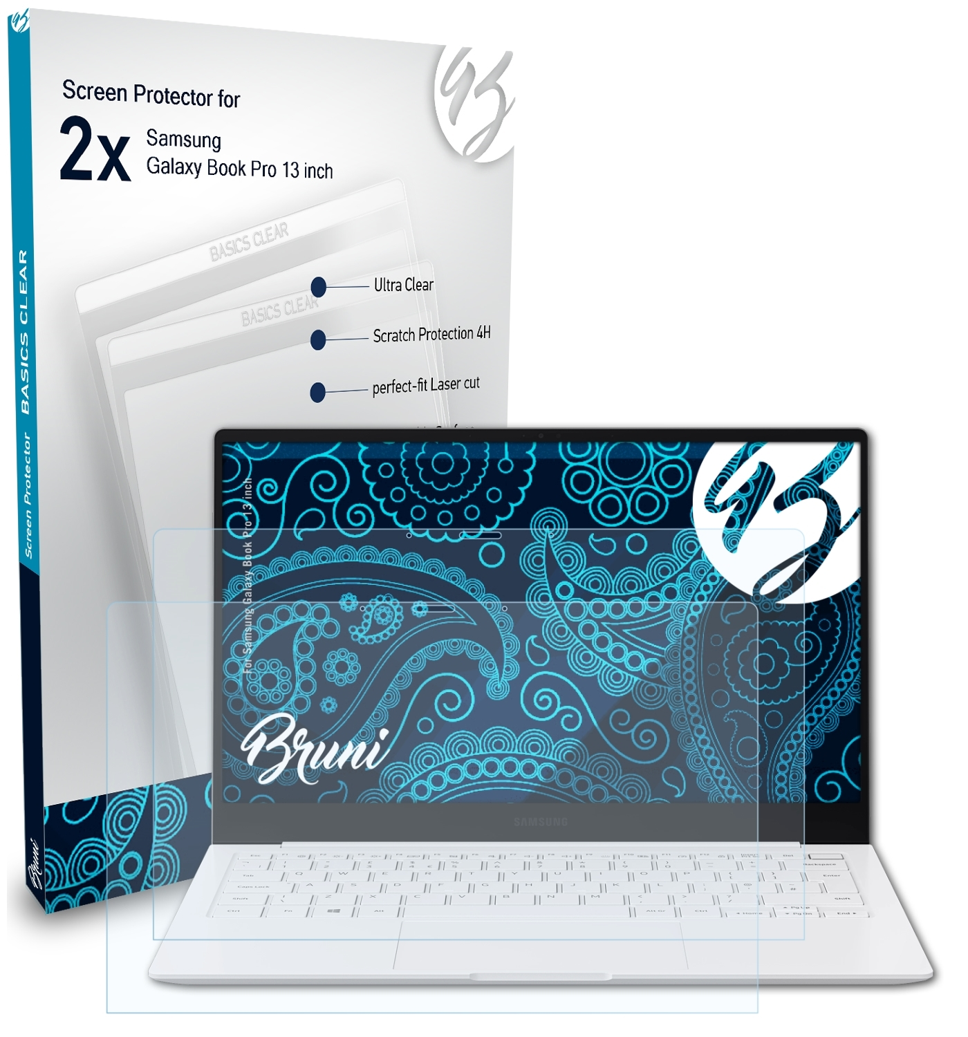 BRUNI 2x Samsung Book Basics-Clear Pro (13 inch)) Schutzfolie(für Galaxy