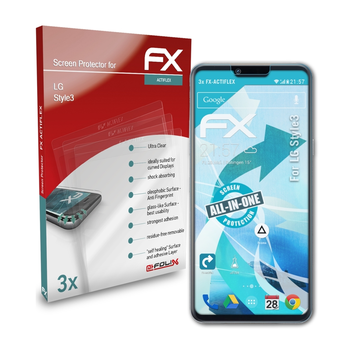 FX-ActiFleX Style3) ATFOLIX 3x Displayschutz(für LG