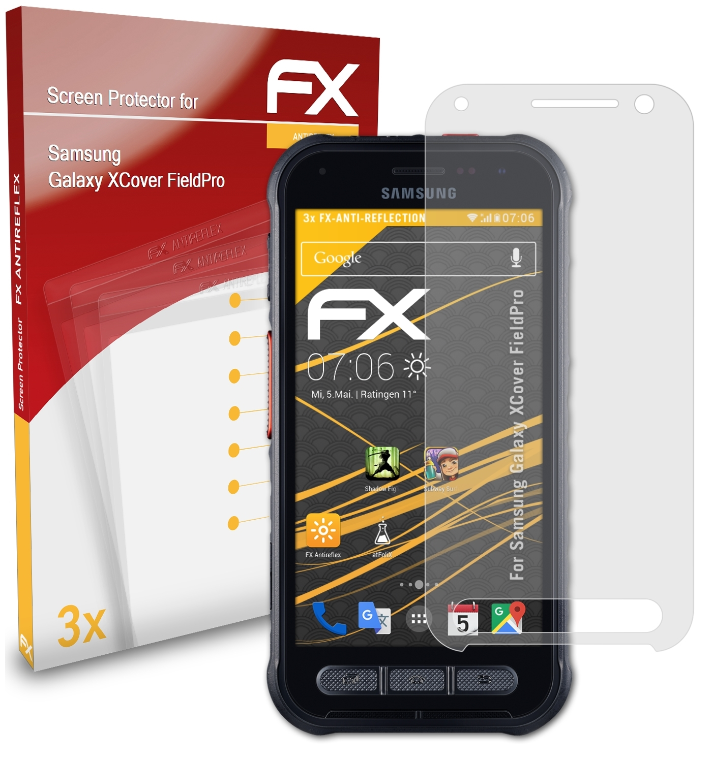 ATFOLIX 3x FX-Antireflex Galaxy Samsung XCover Displayschutz(für FieldPro)