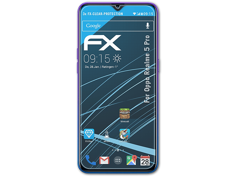 ATFOLIX 3x FX-Clear Displayschutz(für Oppo Realme 5 Pro)