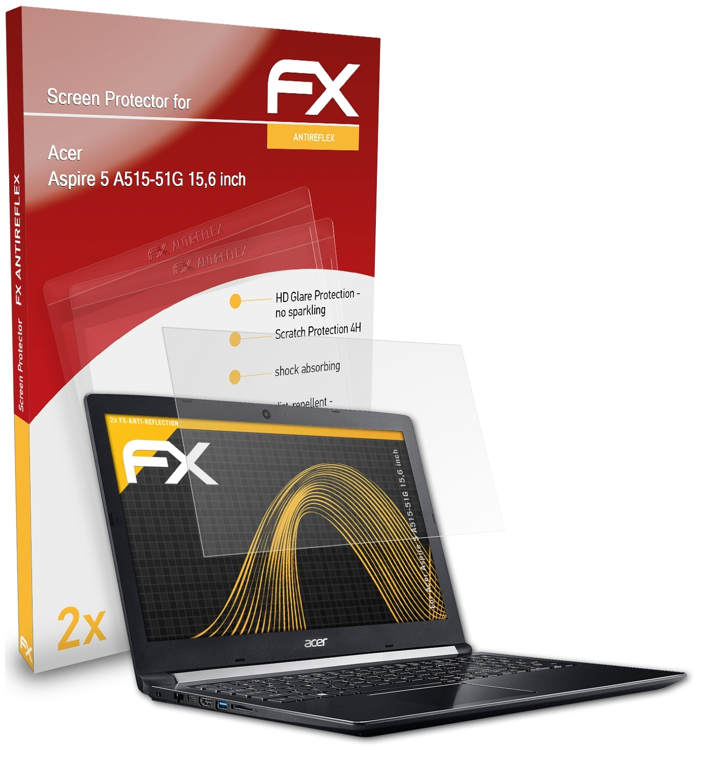 ATFOLIX 2x FX-Antireflex Displayschutz(für inch)) (15,6 Acer A515-51G Aspire 5