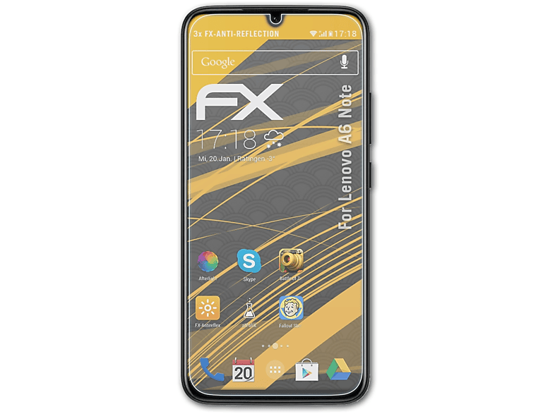 ATFOLIX 3x FX-Antireflex Displayschutz(für Lenovo A6 Note) | Displayschutzfolien & Gläser