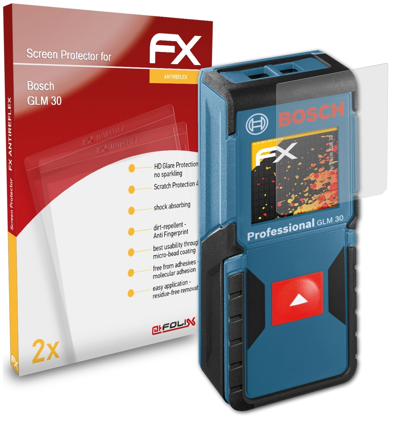 ATFOLIX 2x FX-Antireflex Bosch Displayschutz(für 30) GLM